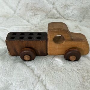 Vintage Wooden Truck Pencil Holder Desktop Wood Crayon Pen Holder